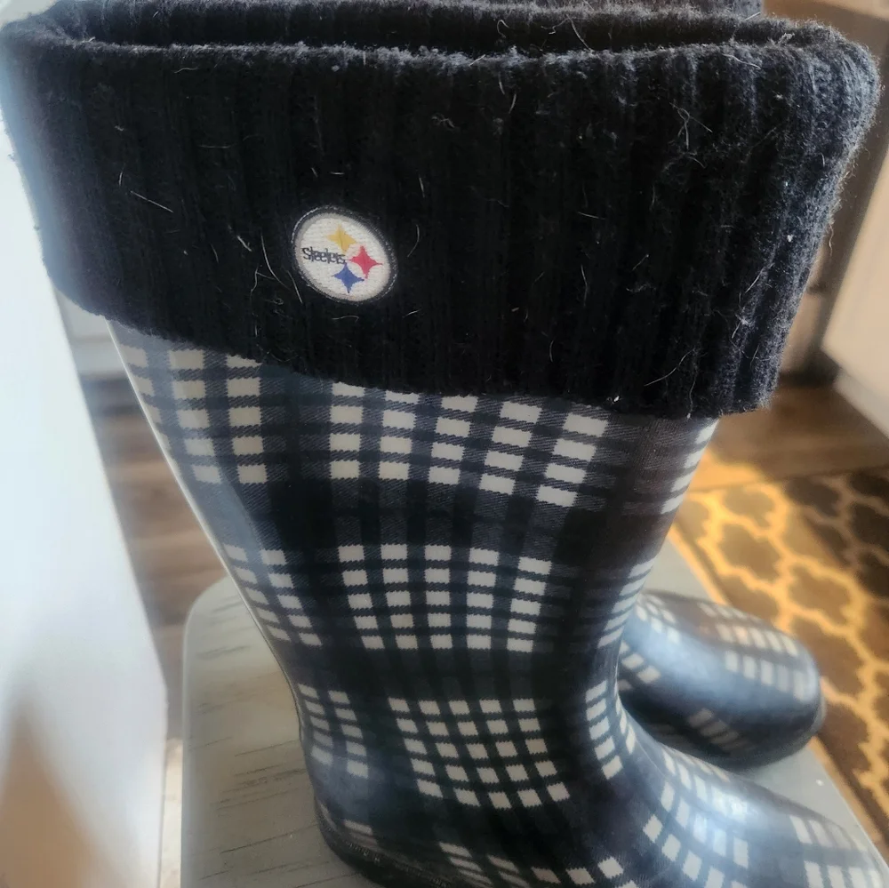 Pittsburg Steelers Womens Plaid Rain Boots